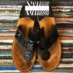 Jack Rogers Black Palm Beach Navajo Sandals 8